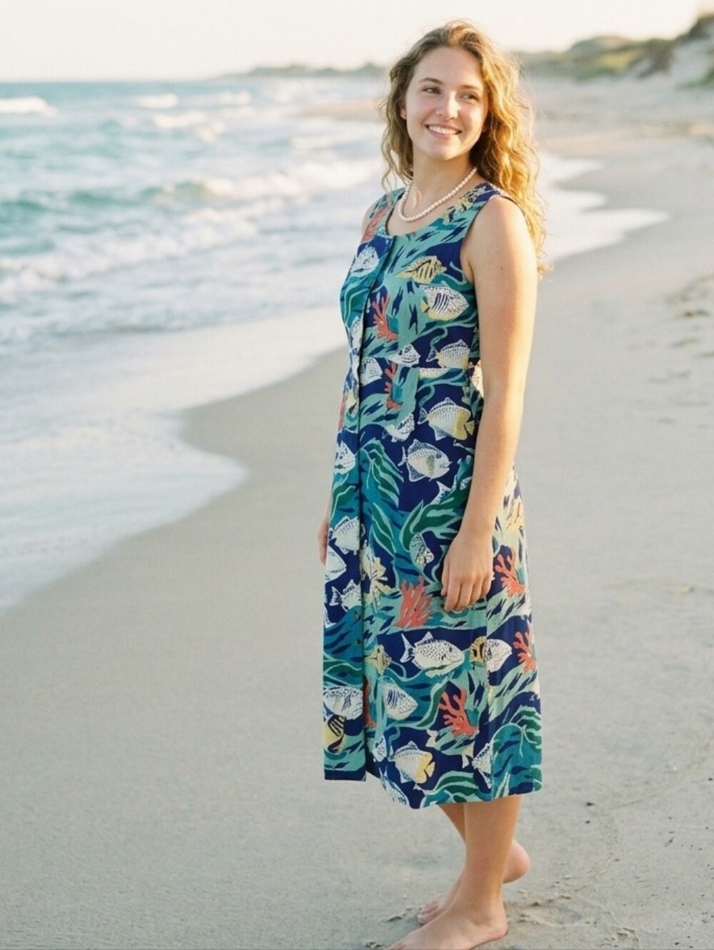 💜VINTAGE💜 BLUEWATER WEAR Midi Summer Dress - Picture 1 of 9